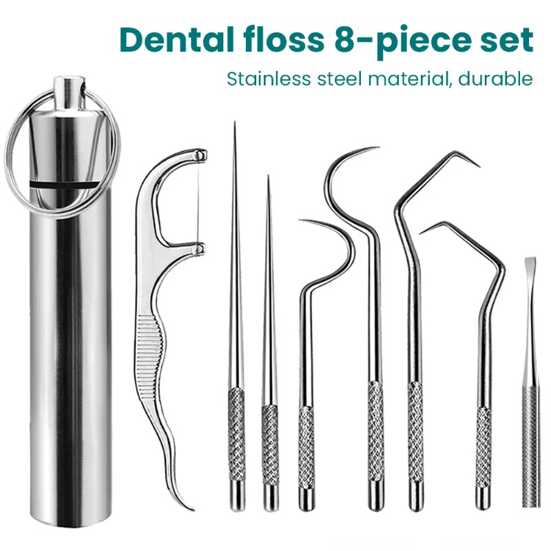 Lock Picking Set - ไม้จิ้มฟันสแตนเลสแบบพกพาฟันหยิบเครื่องมือการดูแลช่องปากทันตกรรมเข็มตะขอไหมขัดฟันฟันเข็มชุด