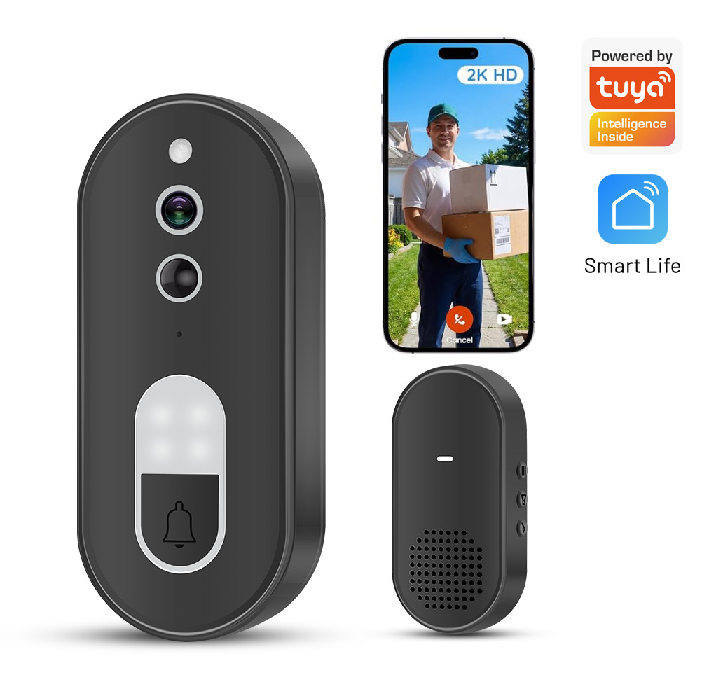 Home Security Google Camera - ทูย่า 1080P HD ไร้สายไวไฟวิดีโอกริ่งประตูกล้องรักษาความปลอดภัยบ้านอัจฉริยะเสียงสองทางการมองเห็นตอนกลางคืนการตรวจจับการเคลื่อนไหว IP65 กันน้ำ