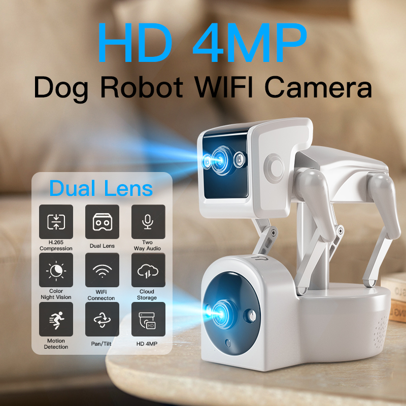 Home Security Robot Dog - 1080P 5G Dual เลนส์หุ่นยนต์สุนัขกล้อง 4MP Yoosee