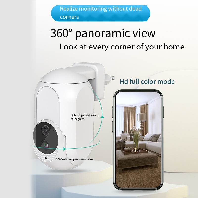 Home Security Google Camera - กล้องวงจรปิดแบบเสียบปลั๊ก Tuya ระบบ Wifi 360 องศา