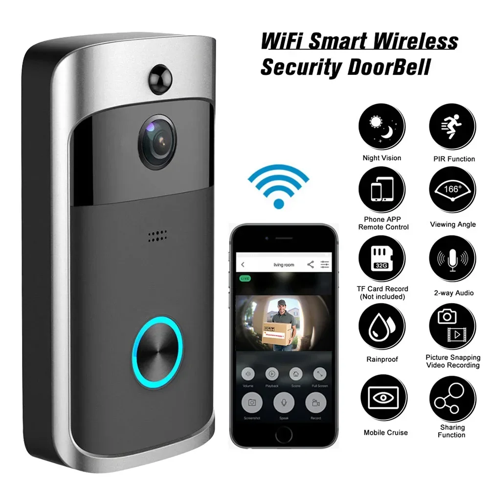 Home Security Lidar - 720P HD สมาร์ทโฮมไร้สาย WIFI กล้องออดประตู วิดีโอรักษาความปลอดภัย