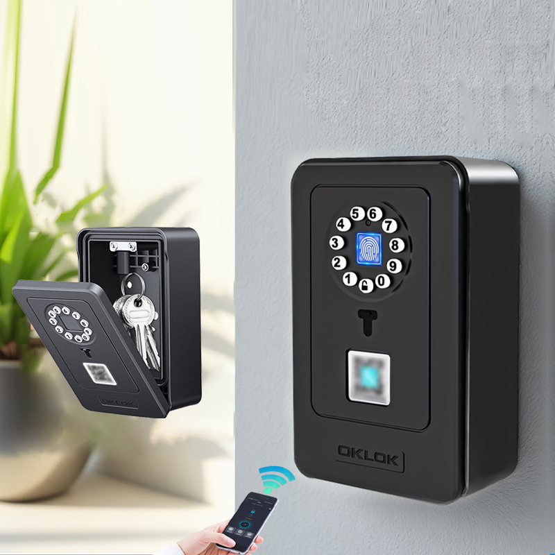 Home Security For Doors - กล่องเก็บรหัสผ่านแบบแขวนอัจฉริยะ พร้อมระบบล็อคดิจิตอล สำหรับเก็บกุญแจ นิรภัยสำหรับบ้าน ระบบสแกนลายนิ้วมือ