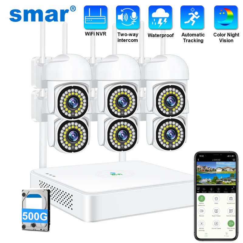 Home Security Brand - สมาร์ 3MP กล้องวงจรปิดไร้สายระบบกล้องรักษาความปลอดภัย PTZ Wifi ชุดกล้องวงจรปิดกลางแจ้ง