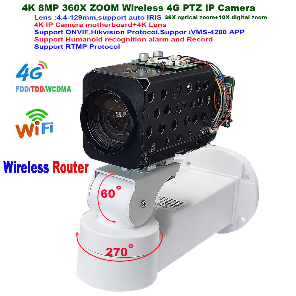 Home Security Hikvision - 4K 8MP ซูม360X 4G WiFi PTZ