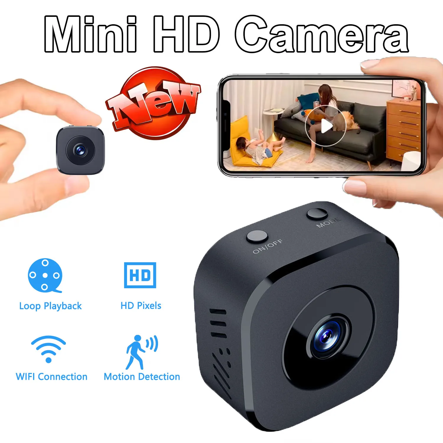 Home Security Lidar - กล้องรักษาความปลอดภัยมินิฟูลคัลเลอร์ไนท์วิชั่นความละเอียดสูงอินเตอร์เน็ตไร้สายมอนิเตอร์กันน้ำตรวจจับการเคลื่อนไหวการเฝ้าระวังสมาร์ทโฮม