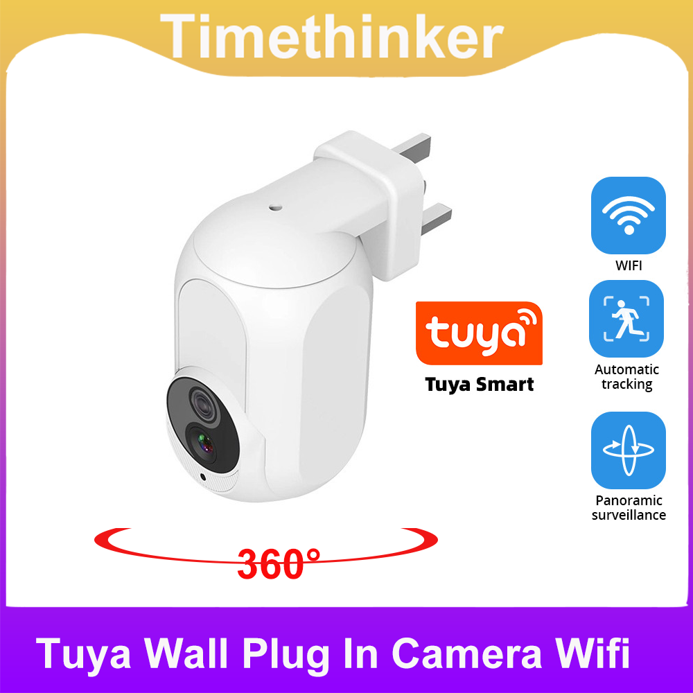 Home Security Google Camera - ไทม์ธิงเกอร์ ไวไฟ 360 ° กล้องวงจรปิดติดผนังแบบเสียบปลั๊ก 1080P
