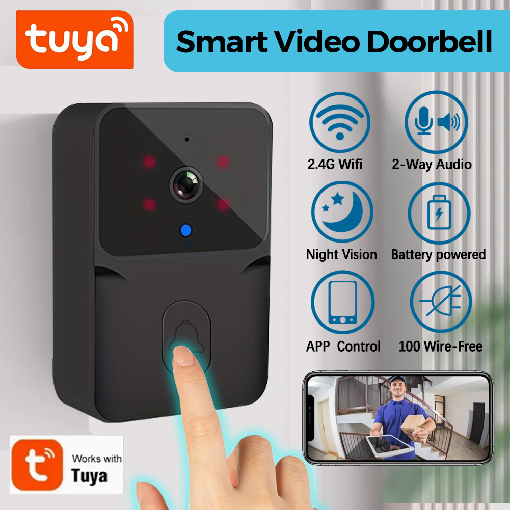 Home Security Lidar - กริ่งประตูวิดีโออัจฉริยะไร้สาย Tuya, กล้องรักษาความปลอดภัยภายในบ้าน WiFi 2.4G, เสียง